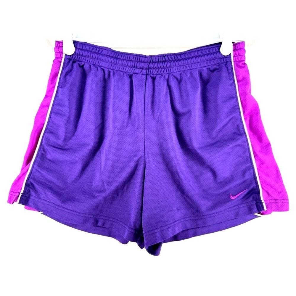 Nike Womens Purple Magenta Mesh Running Shorts M Y2K Sporty Casual Athleisure